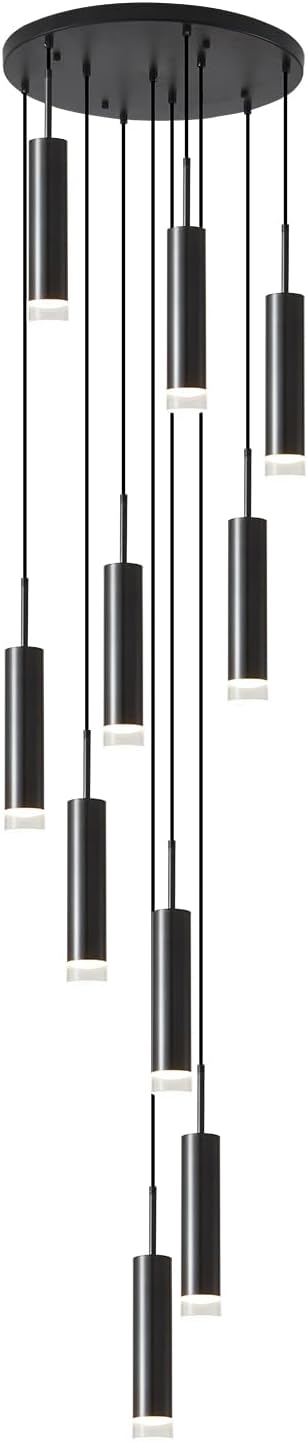 KCO Lighting Matte Black Pendant Lighting Long Tube Pendant Light Cluster Pendant Light Chandelier Modern Farmhouse Hanging Lights for Kitchen Dining Room Stairway