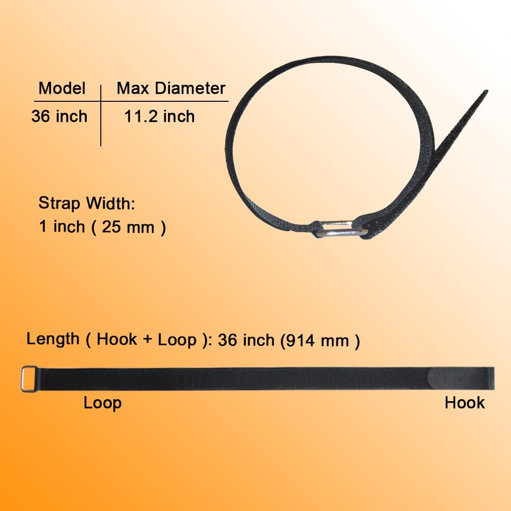 36 inch Cable Strap with Buckle - 16 PACK Hook and Loop Fastening Straps - Adjustable Nylon Extend Securing Strap