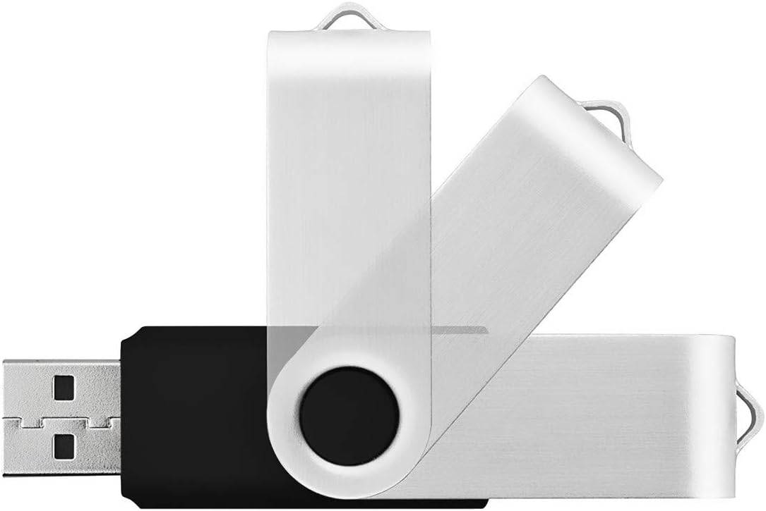 Flash Drives 32GB, Aiibe 20 Pack 32 GB Flash Drive Bulk USB Flash Drives 32GB USB 2.0 Thumb Drive Swivel Memory Stick USB Drive (32GB, Black)