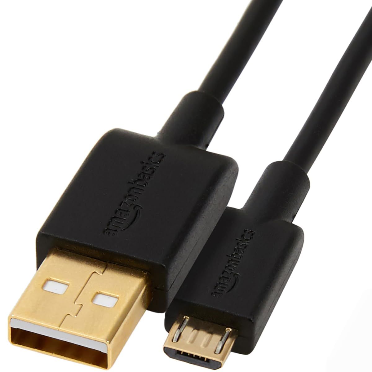 Amazon Basics USB-A to Micro USB Charging Cable, 480Mbps Transfer Speed with Gold-Plated Plugs, USB 2.0, 6 Foot, Black