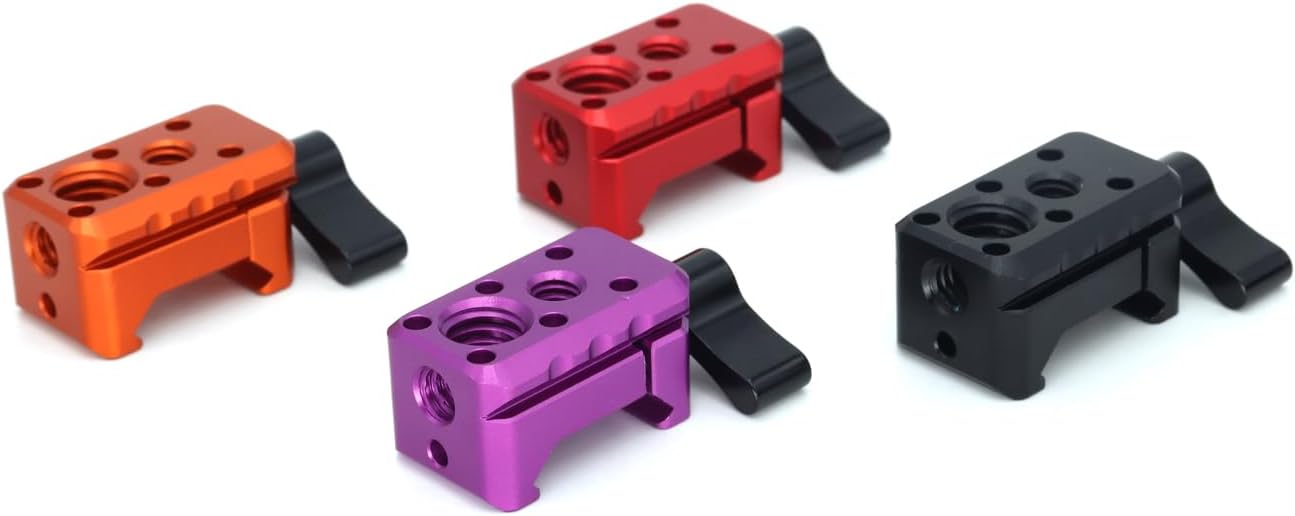 NATO Clamp Adapter,NATO Rail Lock Clamp Mount Quick Release with 1/4" 3/8" ARRI Thread for Camera Cage Handle Monitor LED Light Microphone Cold Shoe Magic Arm (Orange)