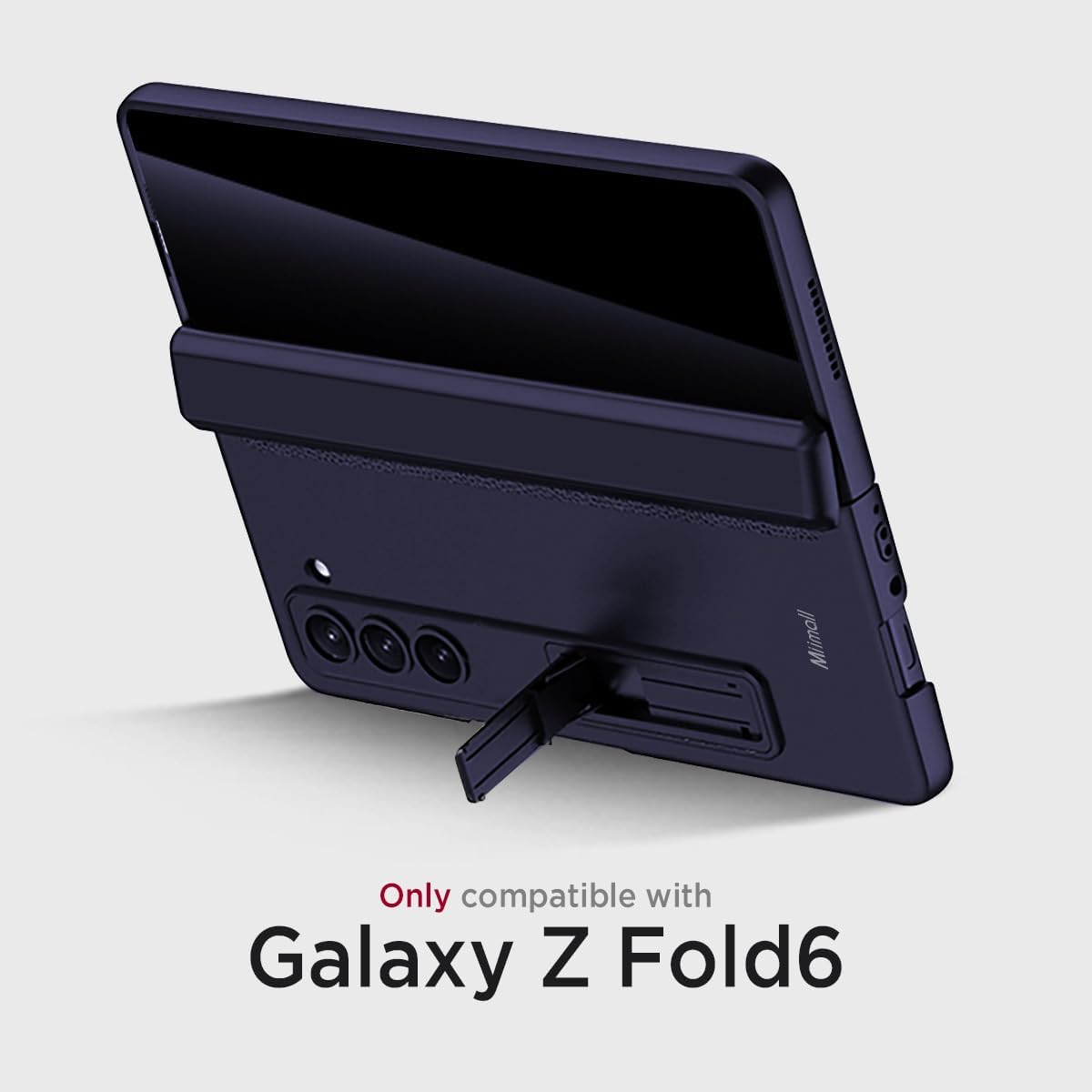 Miimall for Z Fold 6 Case with Privacy Screen Protector, [Military Grade Drop Protection] Built-in Adjustable Kickstand & Magnetic Hinge Protection Shockproof Phone Case for Galaxy Z Fold 6 5G Navy