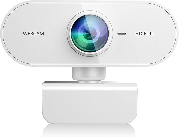 Webcam for pc with Microphone,Full HD 1080P White Streaming Web Cam for Mac Laptop, Mini USB C External Clip Computer Camera for Desktop,Cheap Facecam for Video Conference,Gaming Skype Meeting