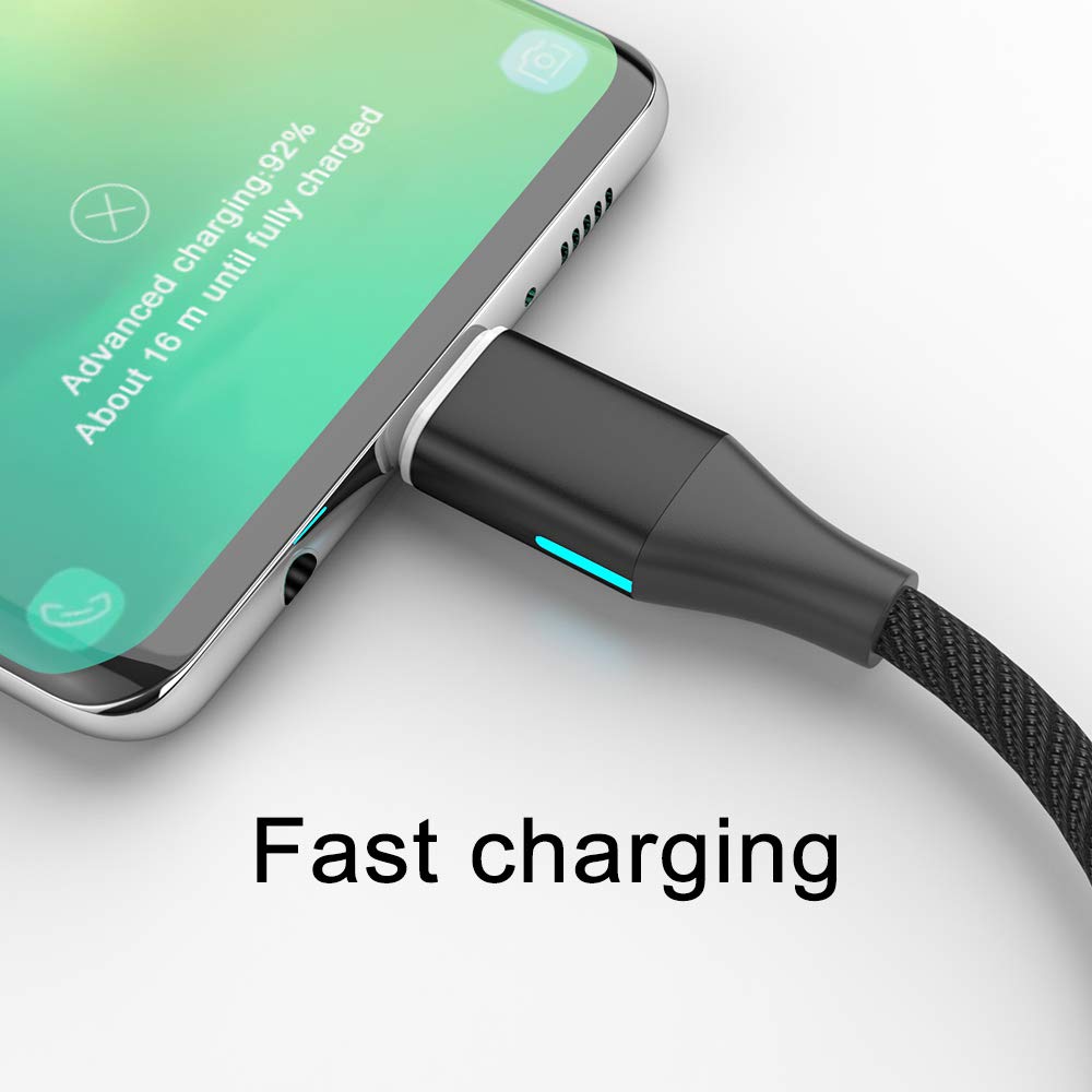 N. NETDOT Magnetic Charging Cable, Gen10 Nylon Braided 2-in-1Magnetic Phone Charger Compatible with USB-C and Micro-USB Devices (3.3ft/2 Pack Black)