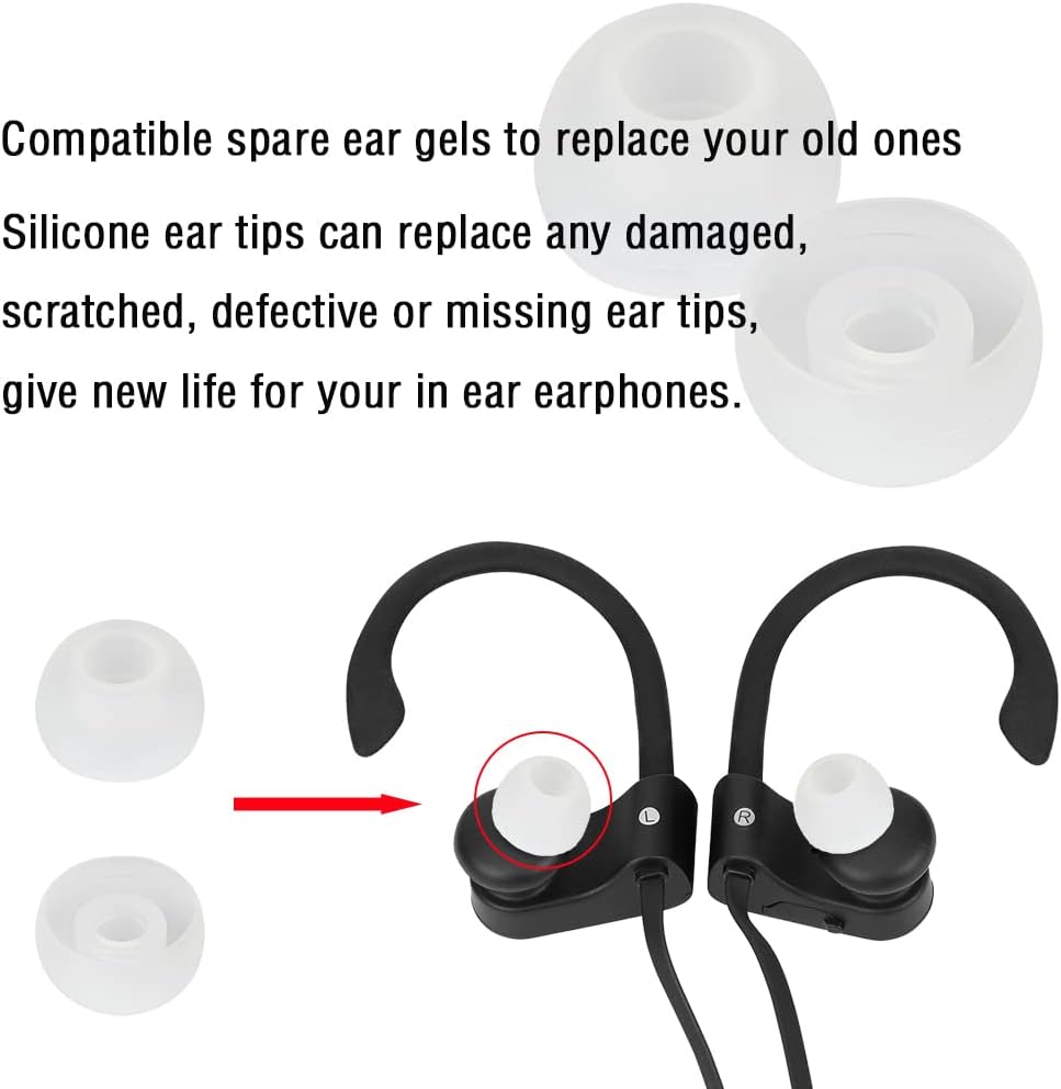 Silicone Earbud Tips Replacement Ear Tips for in- Ear Headphones Earbud Rubber Tips Eartips, 10 Pairs Large