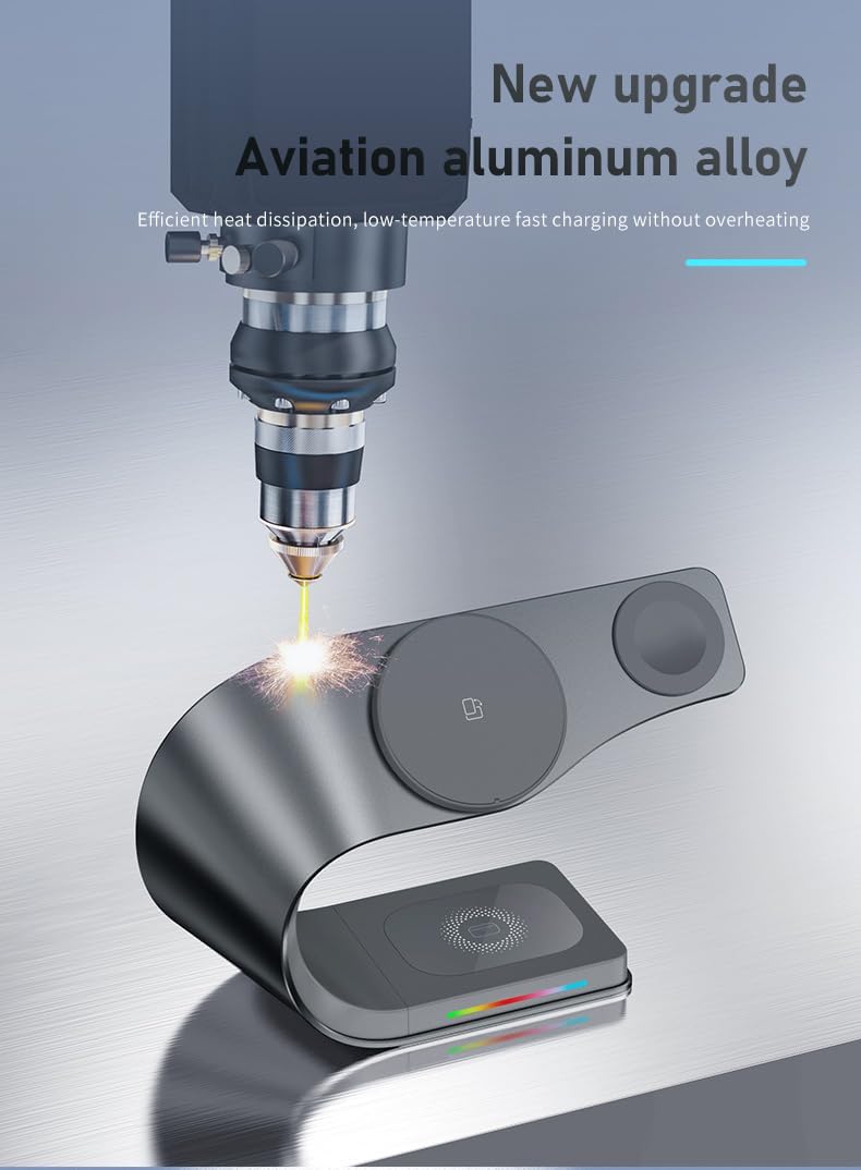 Wireless Charger, 3 in 1 Fast Charging Station for iPhone 15/14/13/12, Apple Watch, AirPods, 15W Magnetic Foldable Charging Dock, Portable Qi Wireless Charger Stand for Home, Office, Travel