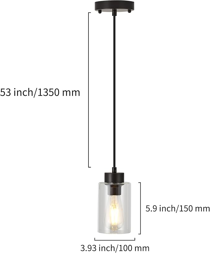 Glass Pendant Lights Kitchen Island, Oil Rubbed Bronze Kitchen Pendant Lighting Over Island, Hanging Light Fixtures Modern Pendant Lights for Hallway Entryway Bedroom Dining Room