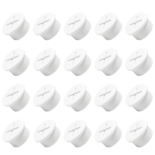 20Pcs Desk Grommet, 3/4" (20mm) White Silicone Cord Hole Cover, Flexible Rubber Wire Grommets, Wall Grommets for Cables Management, Table, Countertop, Cabinets and Furnitures Wire Organizer