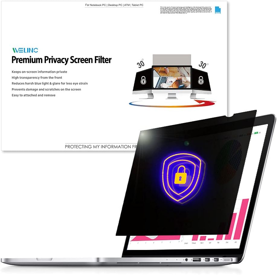 14.1 Inch - 16:10 Aspect Ratio - Laptop Privacy Screen Filter for Widescreen Laptop - Notebook - Anti-Glare - Anti-Scratch Protector Film for Data confidentiality