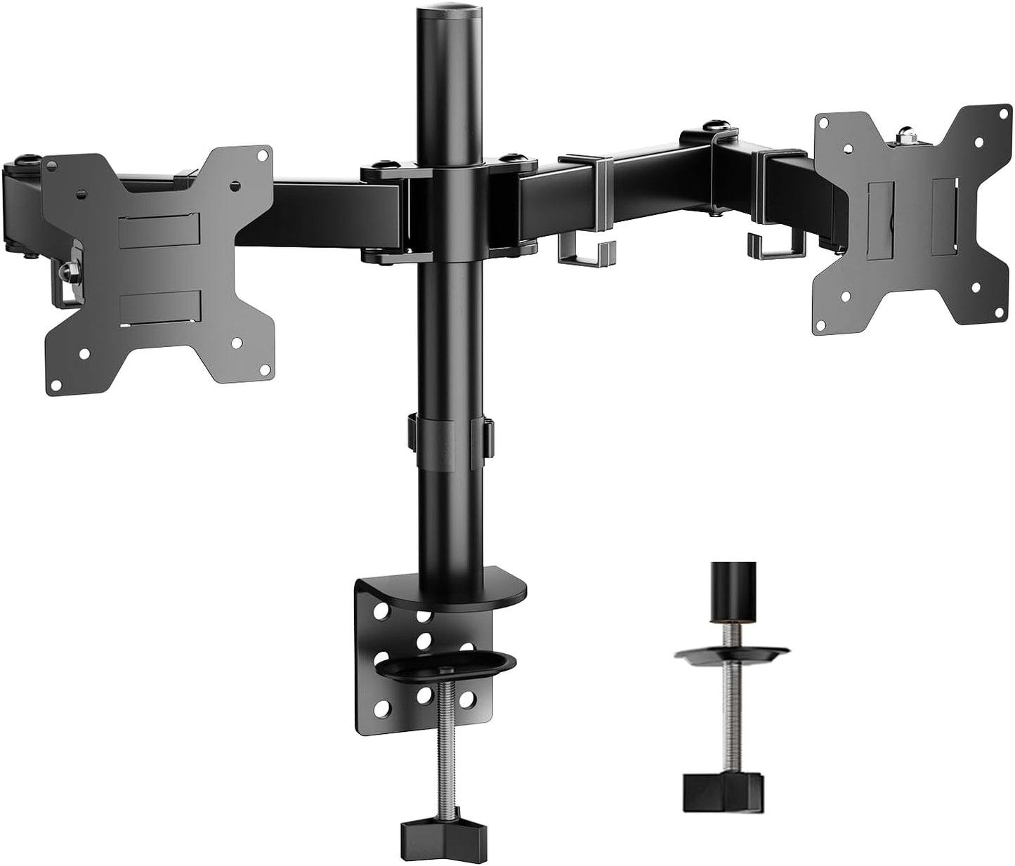 Simple Trending Dual Monitor Stand, Monitor Arm, Heavy Duty Adjustable Monitor Desk Mount for 2 Screens up to 27 Inches, Black