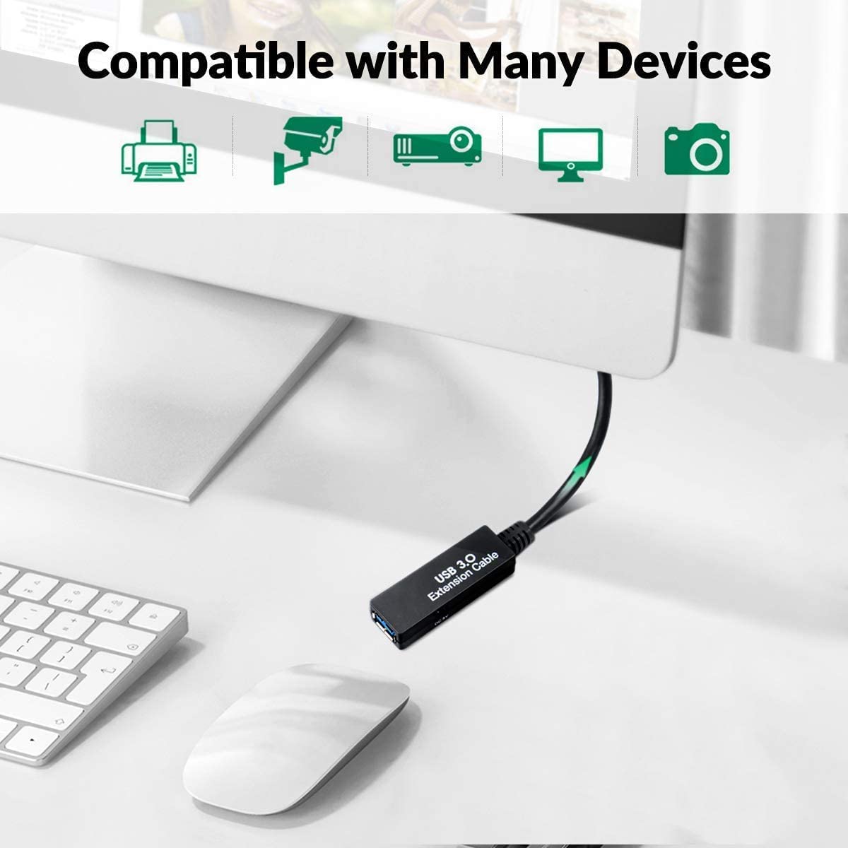 75FT USB 3.0 Active Extension Cable, USB 3.0 Extension Cord A-Male to A-Female, With High-Speed Data Signal Amplifier, Compatible With Quest 3.VR,Rift.360 Kinect. Xbox,Webcam.PS4 HD Camera or More