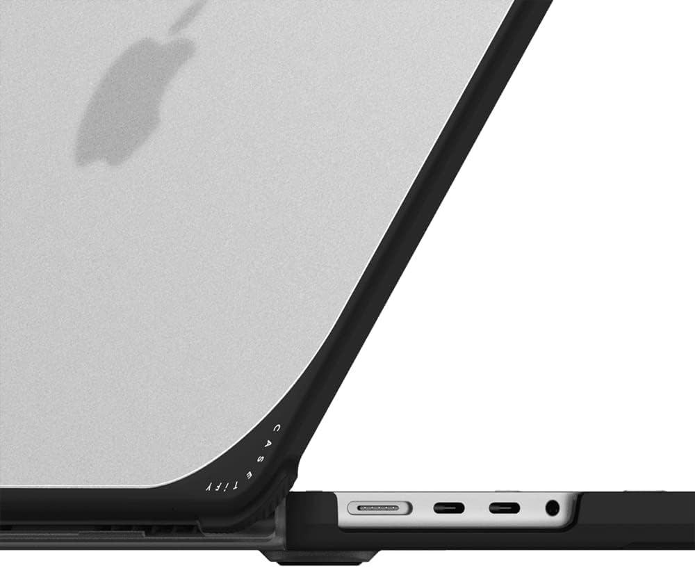 CASETiFY Bounce MacBook Pro 16-inch (M3/M4) Case [Enhanced Protective Corner Design/Ventilation Cutouts/Anti-Slip Grip] - Clear Polka Daubs Hearts - Clear Black