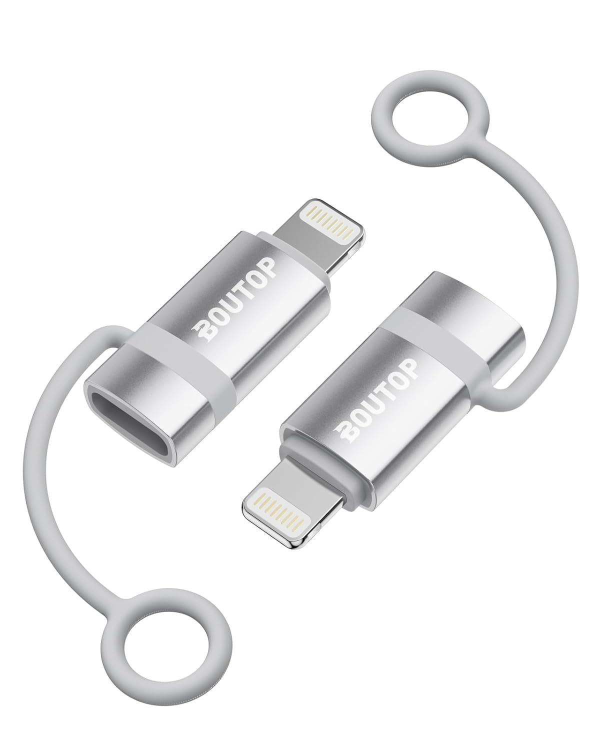 [MFi Certified] 36W USB C to Lightning Adapter, Support PD Fast Charging Compatible with iPhone iPad Airpods, with Anti-Lost Holder Silver -2 Pack
