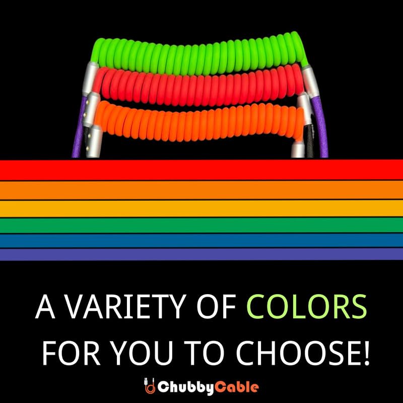 chubbycable Colorblock Chubby - Spring Braided Silicone Charge Cable Coiled USB C Cable Fast Charging Type C Charger Cord for Car, Dark Blue+Red, USB-A to Type-C, 2.29FT-3.6FT