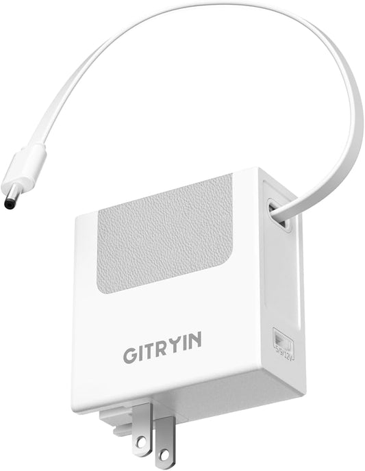12V 2.5A Power Supply Adapter with Retractable 31.5in DC Power Cord, 30W Retractable Charger with Foldable Plug, Compatible for LED Strip Light, Camera, BT Speaker, GPS, Webcam, Router, TV Box
