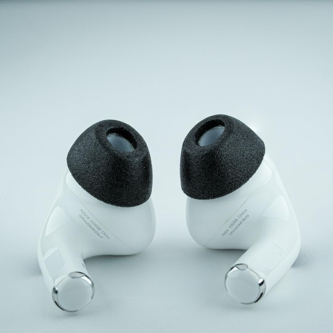 Comply TrueGrip MAX | Premium Memory Foam Replacement Earbud Tips for Apple AirPods Pro 1 & 2 | Long Lasting Comfort, Extreme Durability, Secure Fit, Superior Noise Isolation| Black (Large) (1 Pair)
