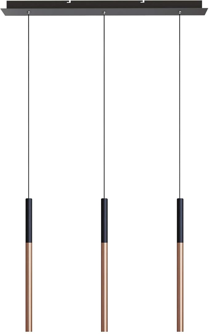 ALTAIR 3 Mini Pendant Lighting Black-Copper - LED Hanging Light Fixture for Kitchen Island, Bar, Foyer - Cluster Pendants - Dimmable, Adjustable Wire, Lamp Bulb Included
