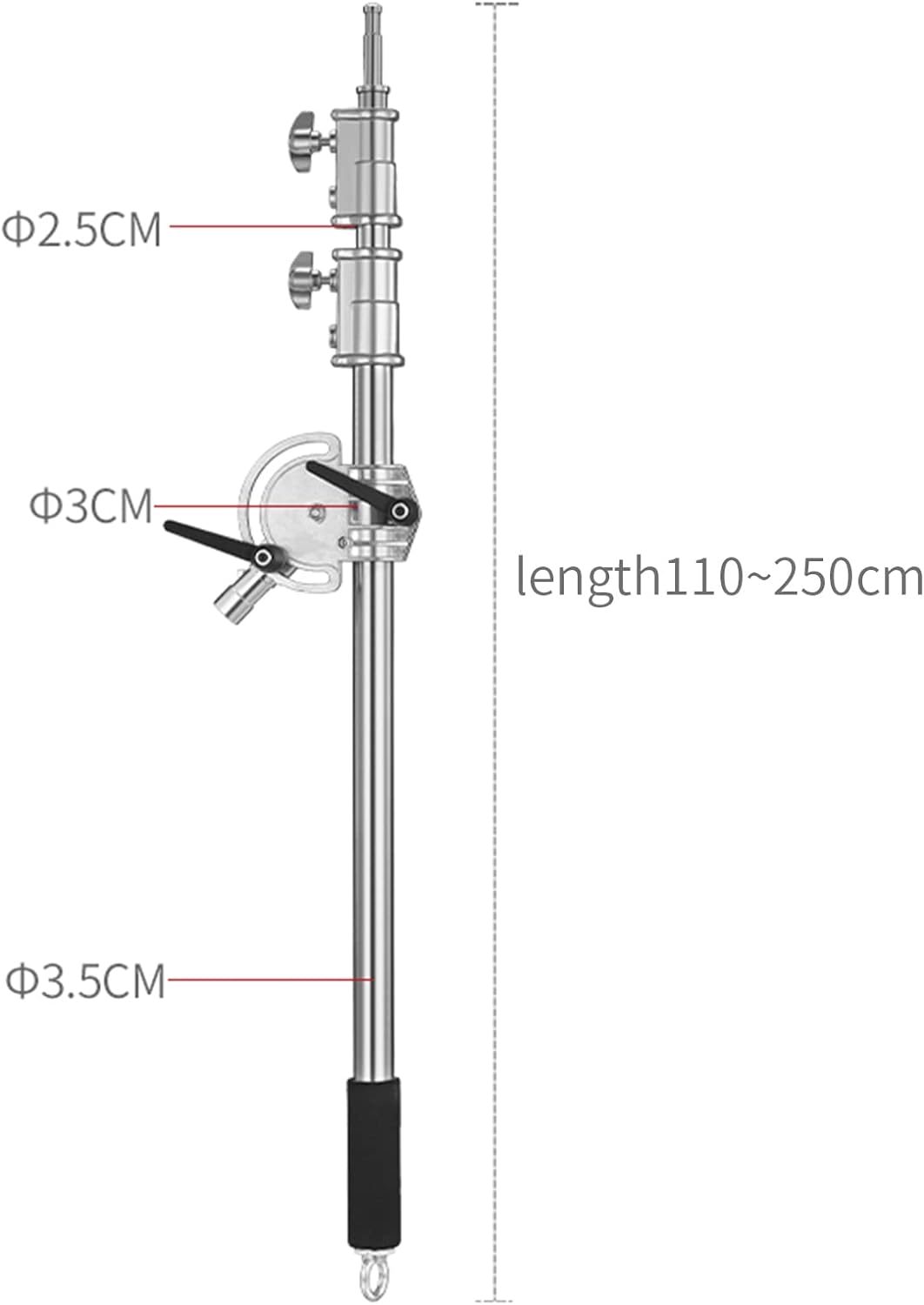 Heavy Duty Extension Boom Arm Bar for Photography C Stand and Light Stand,Adjustable 3.6-8.2ft Crossbar Holding Arm with Sand Bag for Softbox,Studio Strobe,Monolight,LED Video Light,Reflector ect.