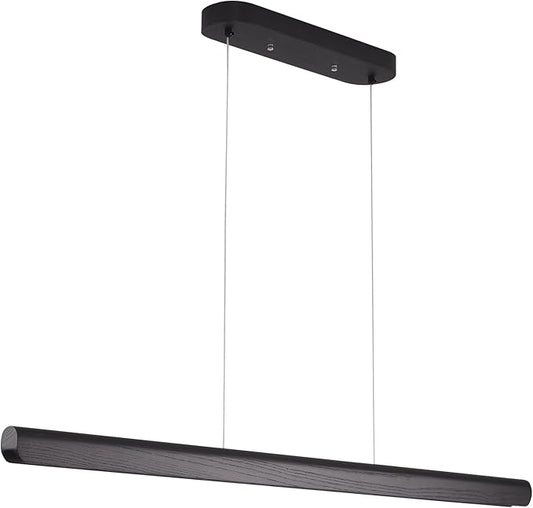 39inch Integrated Led Pendant Light,24w Dimmable Wood Linear Pendant Lighting,Led Modern Island Light with Black Finish,for Kitchen Island,Dining Room,Billiard & Pool Lights