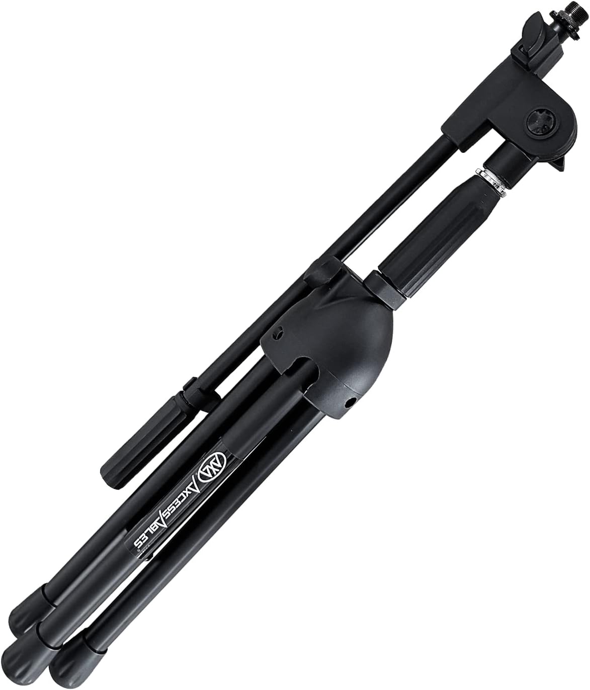 AxcessAbles Short Microphone Stand with Boom Arm | Low Profile Mic Tripod Stand for Kick Drums | Guitar Amp Stand | Low-Pro Mike Stand (MS-101L)
