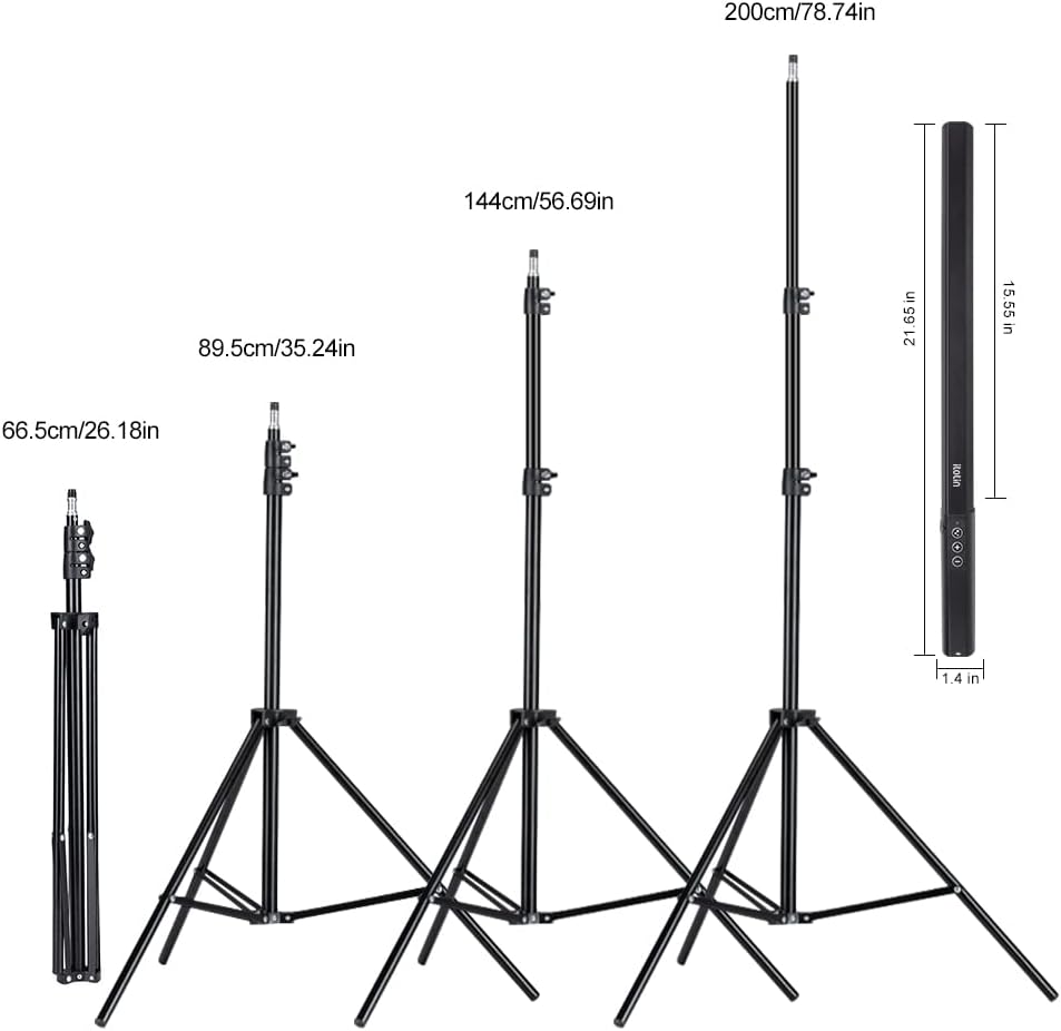 LED Light Sticks RGB Light Wand, Photography Light Stick LED Video Lighting Kit 9 Color Modes, with 26.2" to 78.7" Tripods, Adjustable 3200K-5600K, Pack of 2 [Upgraded]