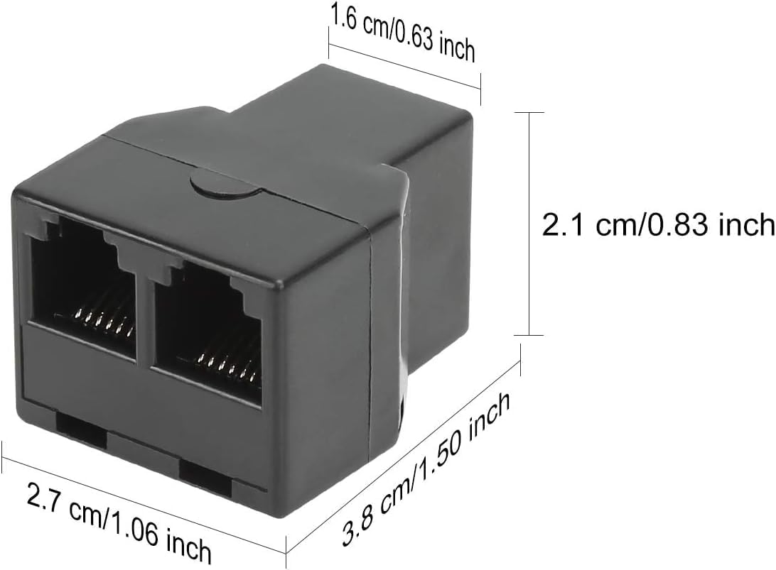 Uvital RJ12 6P6C 3 Female Telephone Line Splitters, Phone Jack Splitter, Telephone Landline Cable Connector and Separator(Black, 30 Pack)