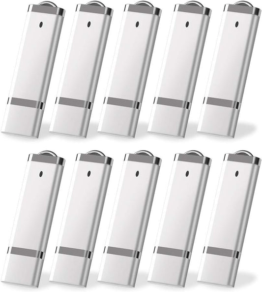 KEXIN 10PCS 8 GB Flash Drive Thumb Drive 8GB USB Drives Memory Sticks 8G Silver