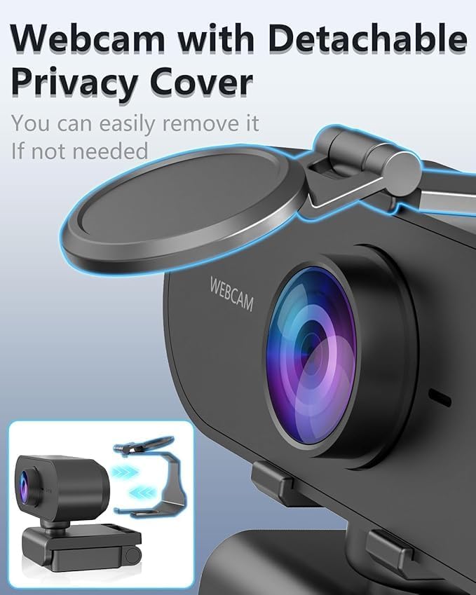 2K Webcam for pc with Microphone,Privacy Cover Slider Streaming Web cam for Mac Laptop,USB External Computer Camera for Desktop,Best Full Hd face cam for Video Conference,Gaming,Zoom,Teams