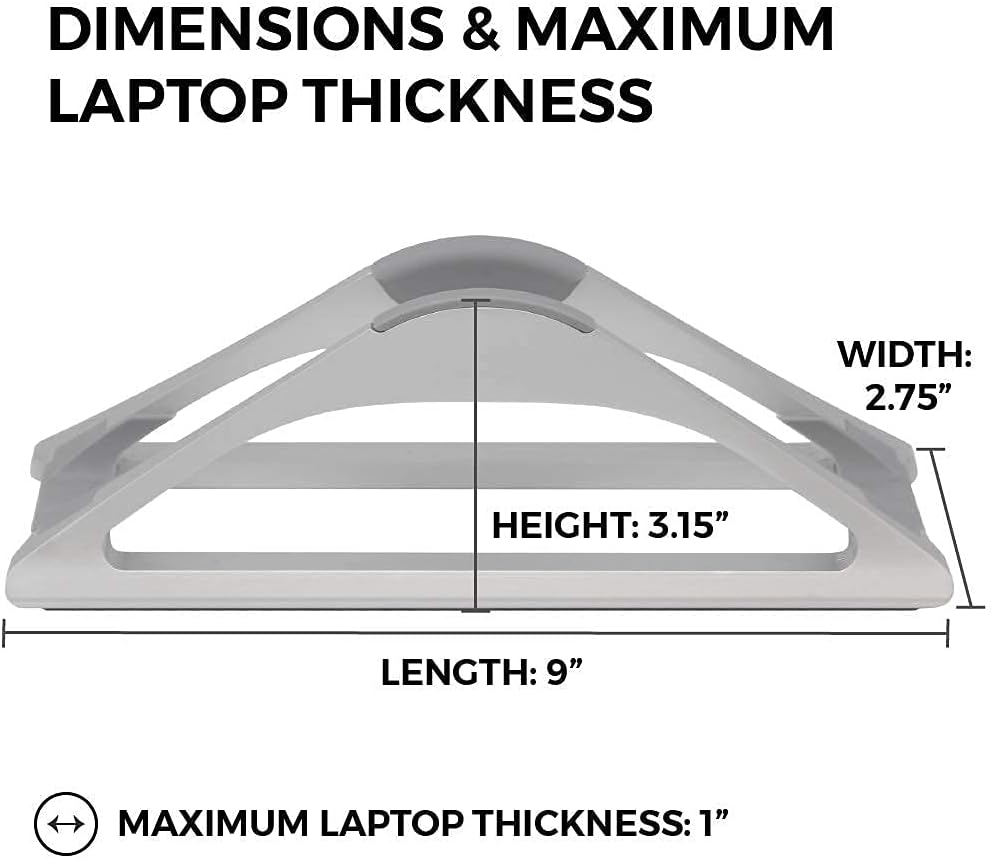 HumanCentric Vertical Laptop Stand for Desks in Silver Color, Upright Adjustable Holder to Dock Apple MacBook, MacBook Pro, and Other Laptops to Organize Work & Home Office, Automatic Grip