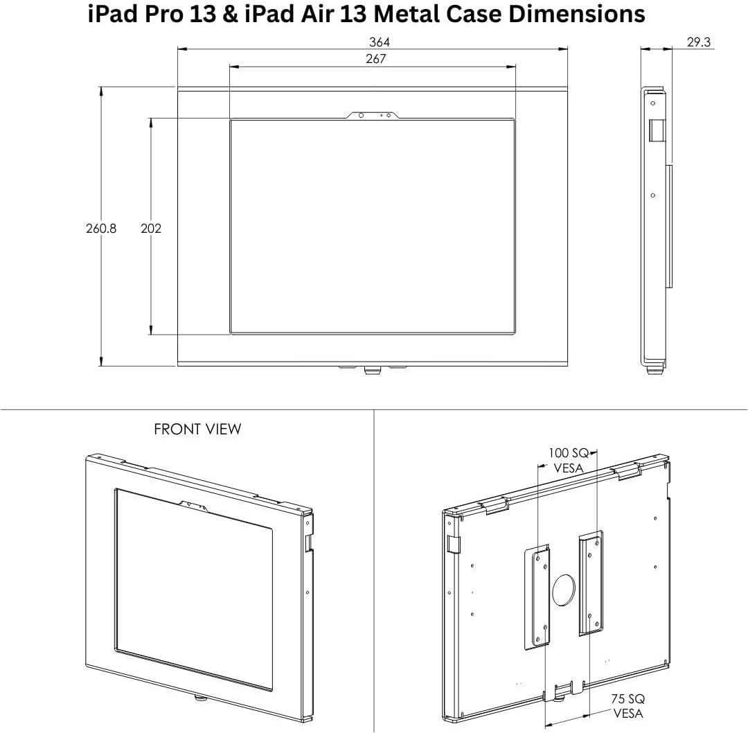 TABcare Locking Security Metal Case for Apple iPad Air 13" 2024 6th gen. for Kiosk, POS, Store, Show Display (White, iPad Air 13 2024)