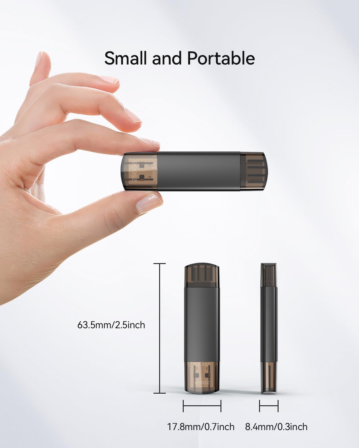 256GB USB C Flash Drive Dual USB 3.0 Flash Drive Type C + USB A Portable Type-C Flash Drive 2-in-1 USB-C Thumb Drive for Smartphone Tablet Computer Mac iPhone 15 Black