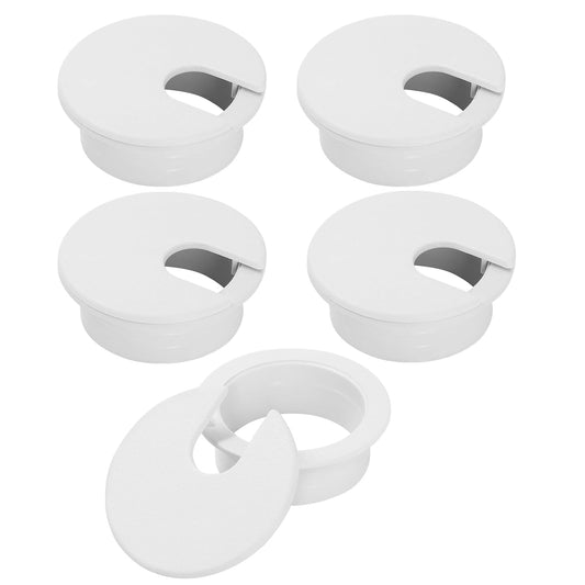 1-3/8" White Desk Grommet, JTemgle Plastic Cable Hole Cover Computer Table Cord Wire Organizer Caps Desktop Cord Management for Home Office TV Stands Tabletops, 5 Pieces