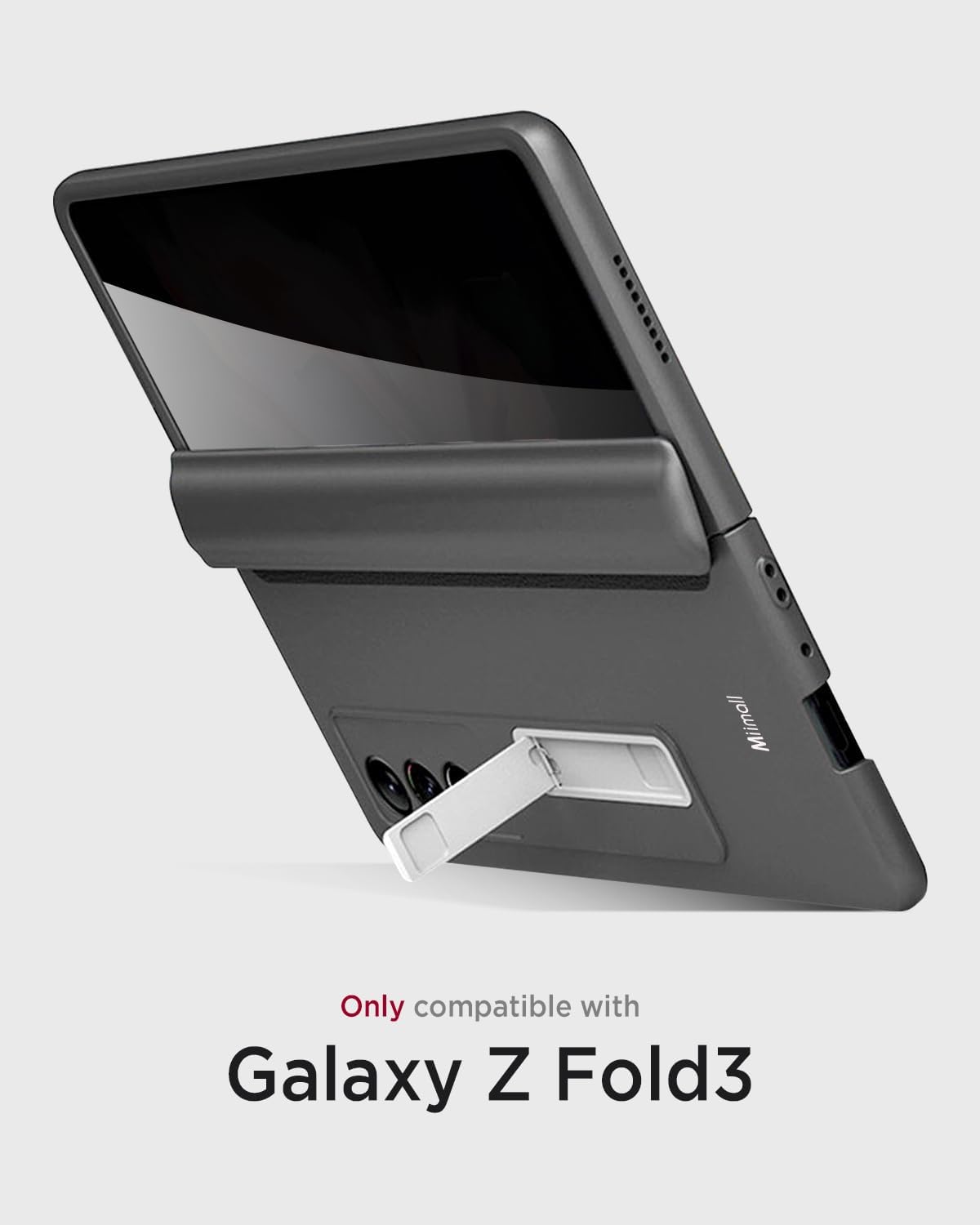 Miimall for Galaxy Z Fold 3 Case with Privacy Screen Protector, Built-in Adjustable Kickstand & Magnetic Hinge & Upgraded Camera Protection All-Inclusive Protective Cases for Galaxy Z Fold 3 5G Grey