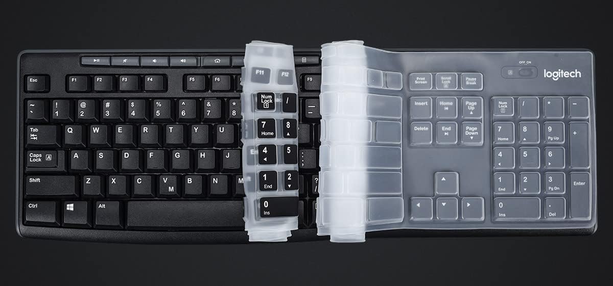 Keyboard Cover for Logitech MK295 MK270 MK200 K270 Wireless Keyboard, Logitech MK370 MK270 MK200 K270 Keyboard Skin Protector - Black