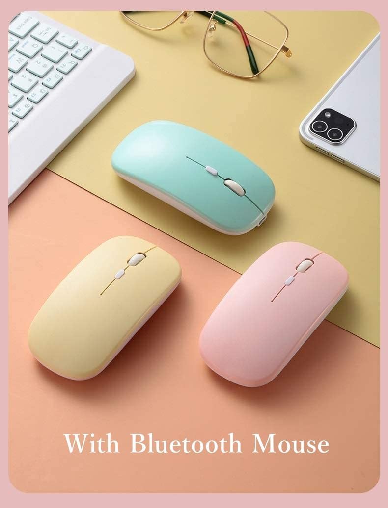 for iPad 9.7 inch 6th/5th Generation, Air 2, Air, iPad Pro 9.7 Keyboard Case with Mouse and Rainbow Backlit Detachable Bluetooth Keyboard Cover,Pink