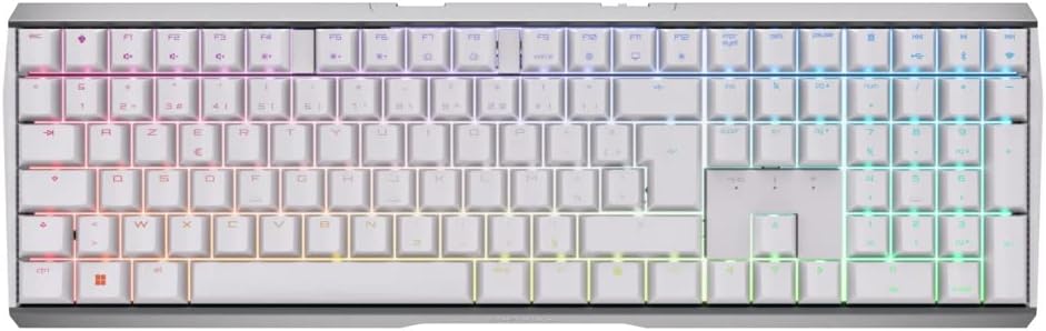 Cherry MX 3.0S Wireless Mechanical Gaming Keyboard. Aluminum Housing Built for Gamers w/MX Brown or Red Switches. RGB Backlit Color Display Over 16m Colors. (White w/MX Red Switches)