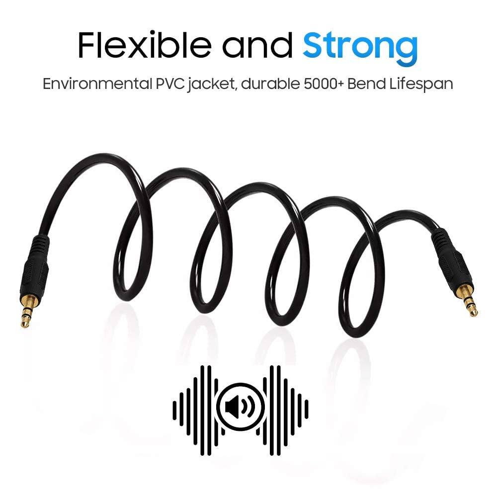 Cmple - 3.5mm Aux Male to Male Stereo Audio Cable Auxiliary Headphones Cord MP3 PC - 3 Feet