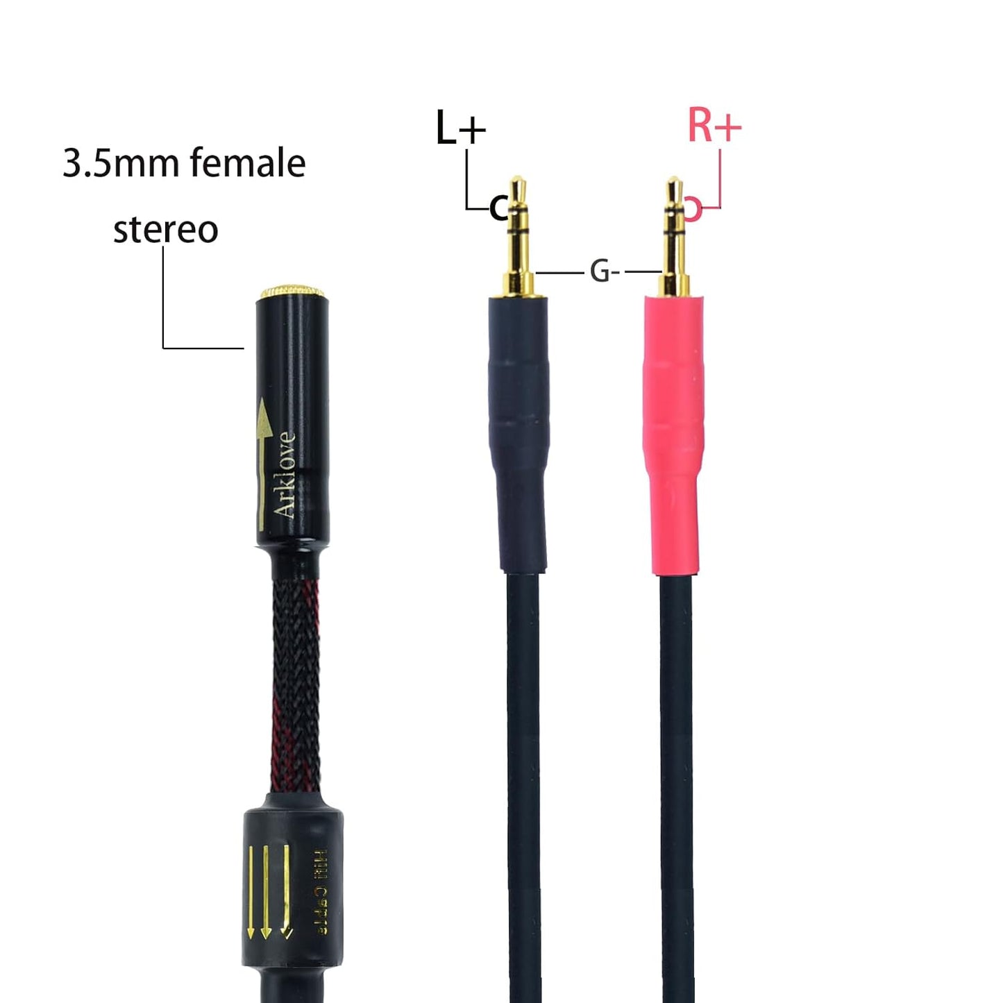 Arklove 18ft Shielded 1/8" aux Input 3.5mm Female to 2X 3.5 Output Splitter Stereo Video Audio Cable Out 3.5 Male to Two 3.5 Male in Dual Speaker Cord 24k Gold Plated