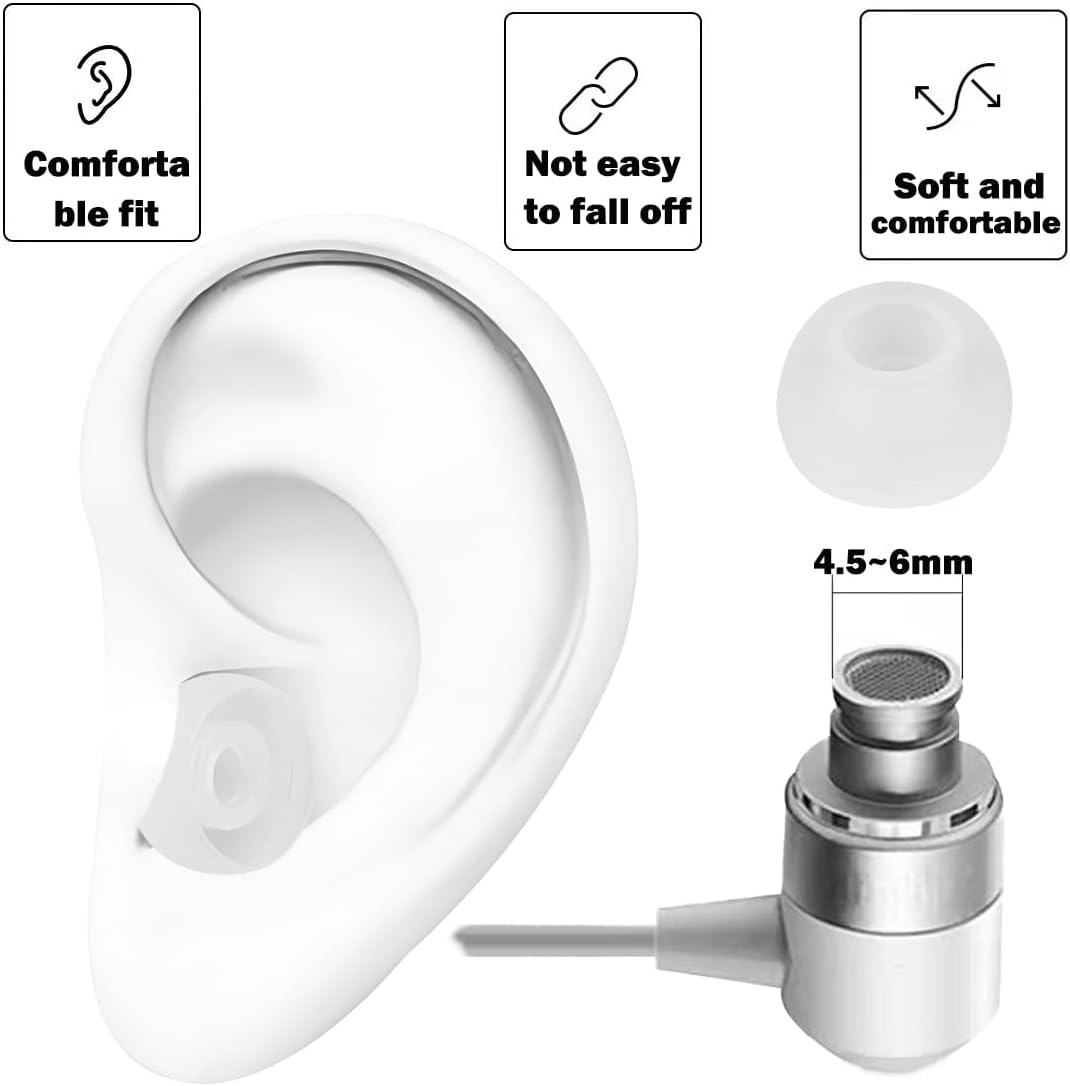 Earbud Tips - 9 Pairs Replacement Ear Tips Compatible With Powerbeats 2/3, LG, Samsung Earbuds - White