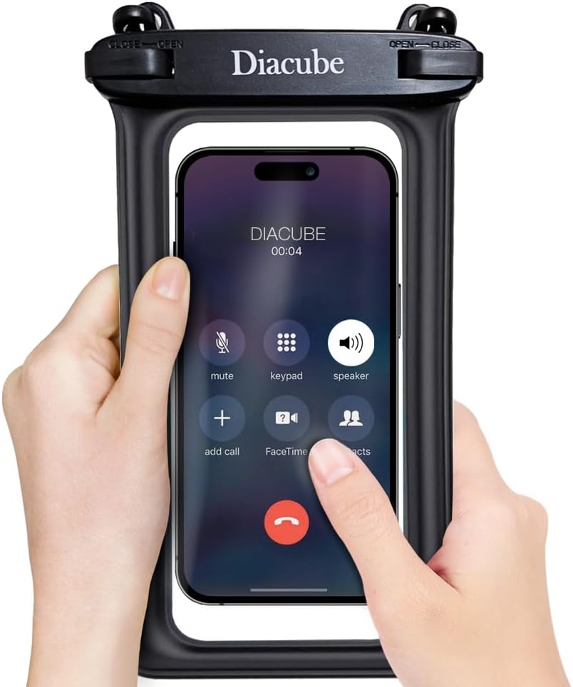 2-Pack Waterproof Phone Pouch, Universal IPX8 Floating Waterproof Case with Adjustable Lanyard for All Phones [Up to 8.3"] Beach, Waterpark & Travel Essentials - Blue