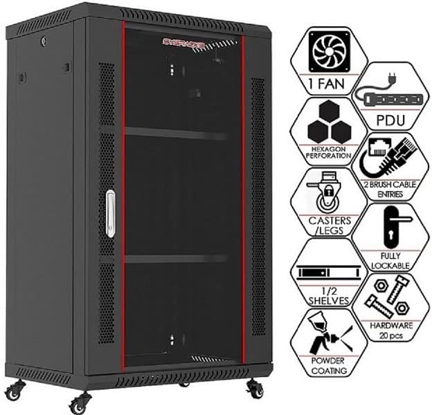 Sysracks - Server Rack – Wall Mount Rack - Locking Cabinet for Network - Electronics - Security - Audio - Video - AV Equipment - Data Rack - Legs/Power Strip/Shelf/Fan - 24-Inch Deep (27U)