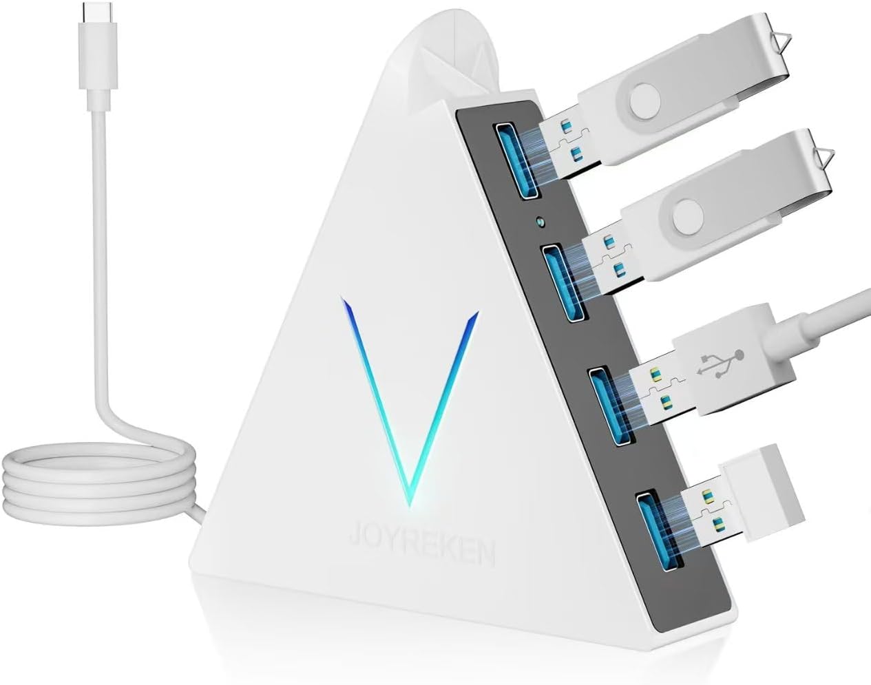 USB C Hub JoyReken,USB C to USB Hub with 4 USB 3.0 Ports,Type C Splitter for MacBook Pro/Air,iMac,Mac mini,Laptop,Surface Pro,XPS,Mouse,Keyboard,Flash Drive,Mobile HDD(2ft,White)