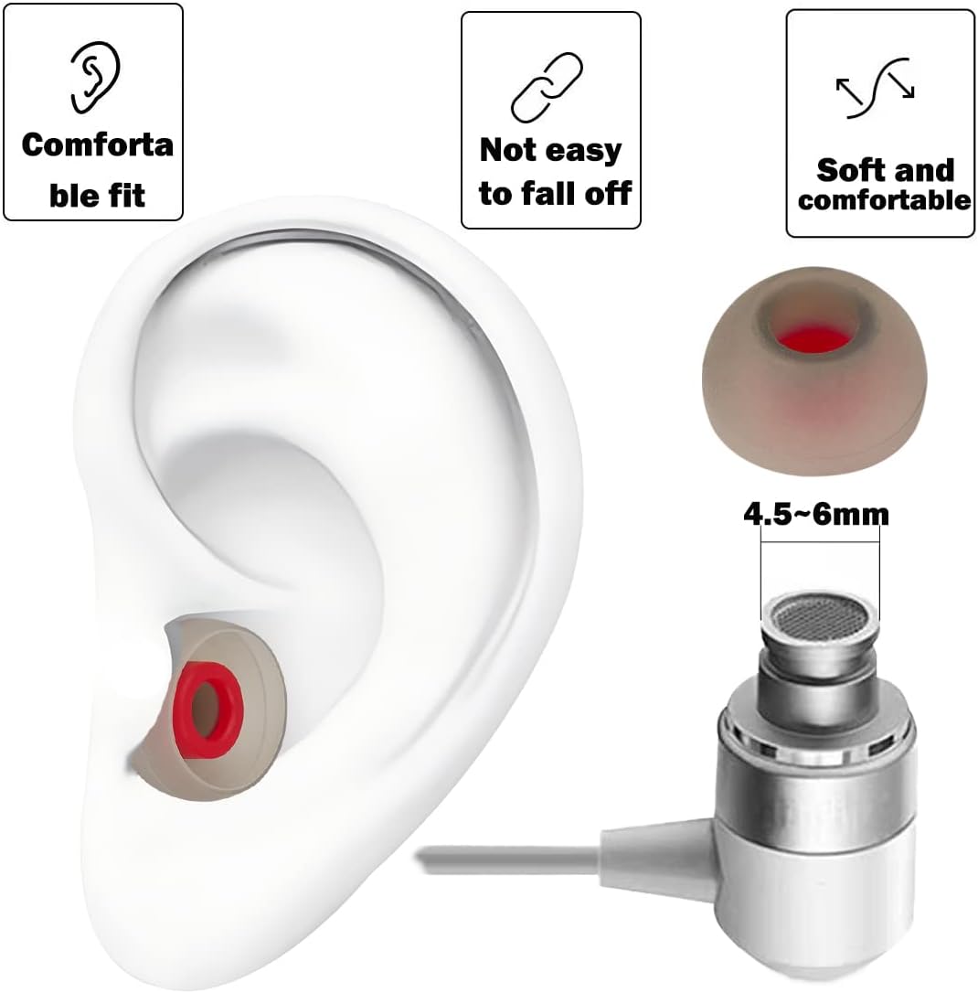 Earbud Tips Replacement - 9 Pairs, Compatible With Powerbeats 2/3, LG & Samsung Earbuds, Red Ear M
