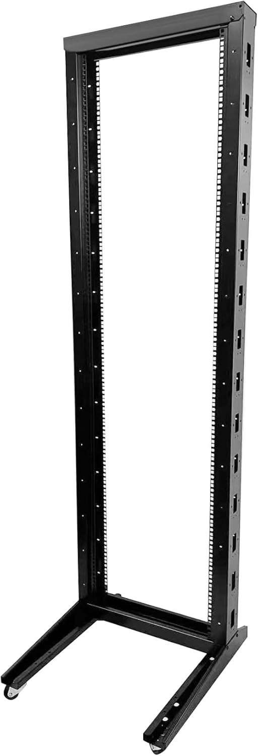 2 Post 42U Open Frame Server Rack 2-Post Server Rack Network Rack,with Movable casters，Comes with 2 Center Trays,for 19 Inch Equipment, Networking Data & IT Devices,1080lbs Weight Capacity(2P-DL-42)