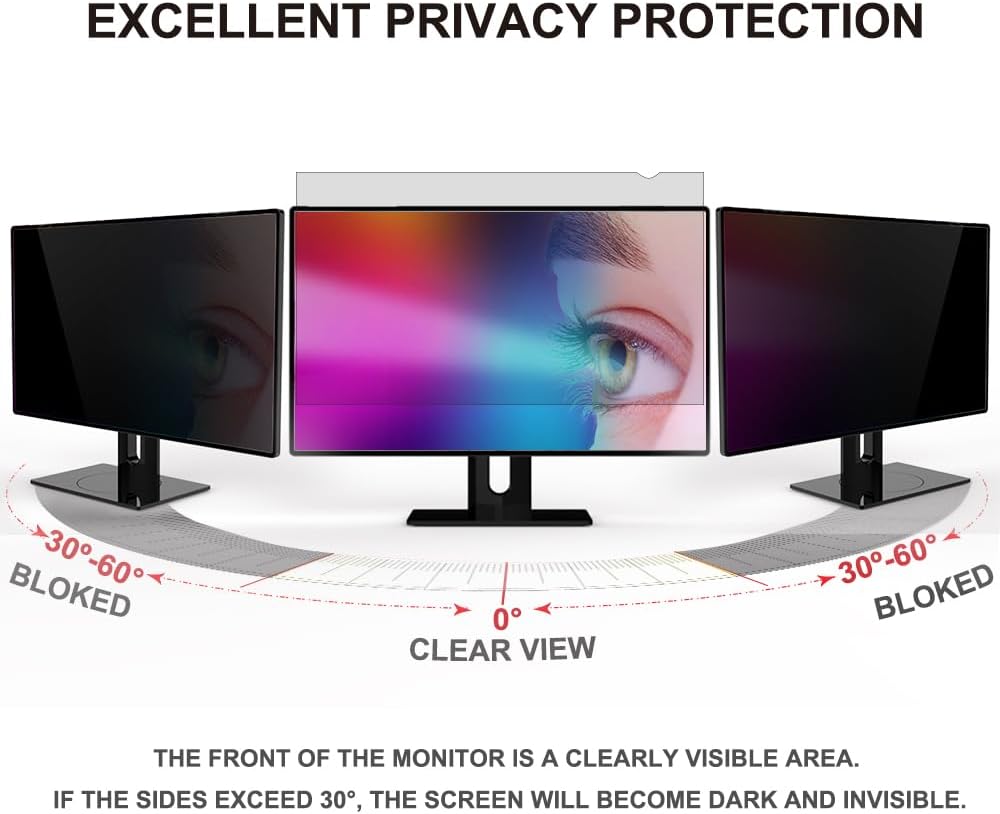 23 inch Computer Privacy Screen Filter - Suitable for 16:9 Aspect Ratio Widescreen Monitor - Blue Light Filter - Anti-Glare & Anti-Scratch Protector Film (23" Widescreen (16:9))