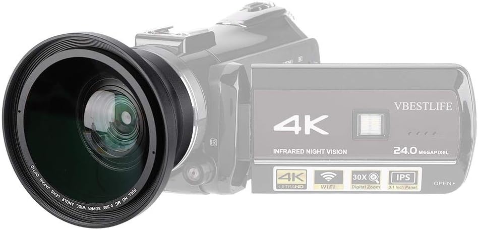 37mm 0.39X Professional HD Wide Angle Lens with Macro Lens and 37mm Phone Clip for Camcorder DSLR Camera