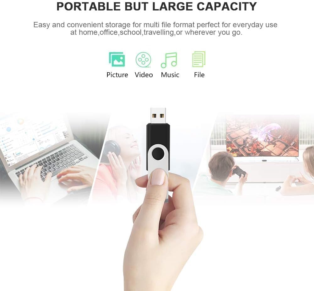KEXIN 128GB Flash Drive 20 Pack Flash Drive Bulk USB Thumb Drive 128 GB USB Drive USB 2.0 Flash Drive with Led Indicator, Black