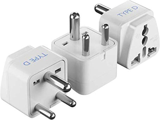 Ceptics India Travel Plug Adapter (Type D) for Pakistan, Nepal, Bangladesh - 3 Pack [Grounded & Universal] (GP-10-3PK)