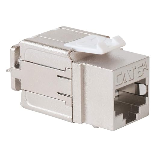 ICC Shielded FTP CAT6A Keystone Jack with Slim Profile 180 Degree Punch Down, 10Gbps RJ45 UL Listed PoE++ TAA Compliant for Wall Plate or Patch Panel, Works with JackEasy Termination Tool