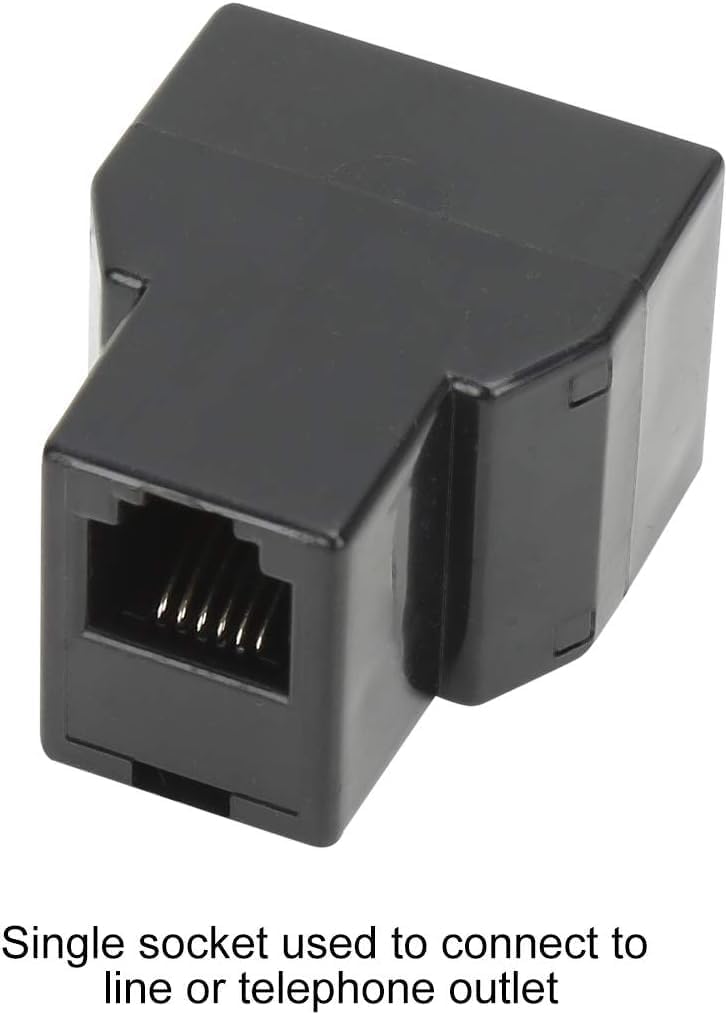 Uvital RJ12 6P6C 3 Female Telephone Line Splitters, Phone Jack Splitter, Telephone Landline Cable Connector and Separator(Black, 10 Pack)